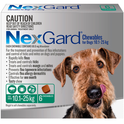 NexGard Chewables Dog - 10.1-25kg (6pk)