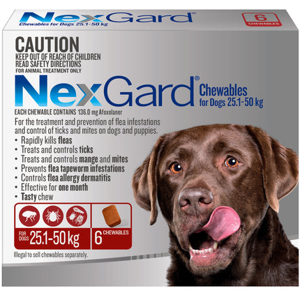 NexGard Chewables Dog - 25.1-50kg (6pk)