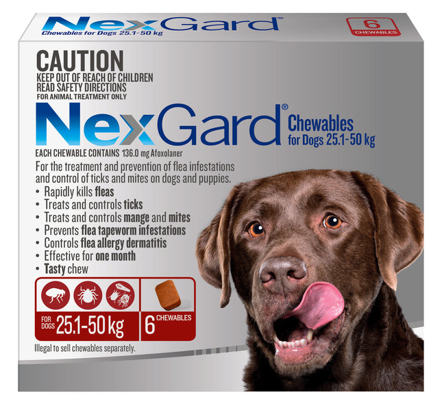 NexGard Chewables Dog - 25.1-50kg (6pk)