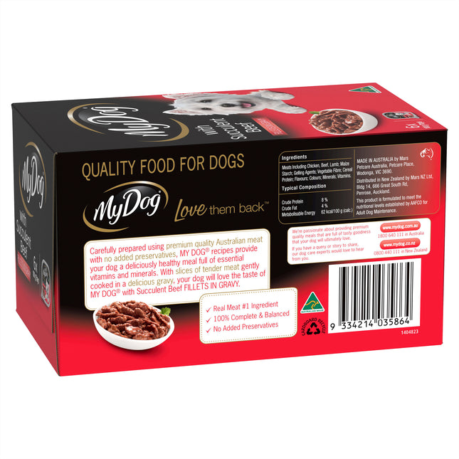 My Dog - Adult Succulent Beef Fillets in Gravy Dog Wet Food (6pk x 100g)