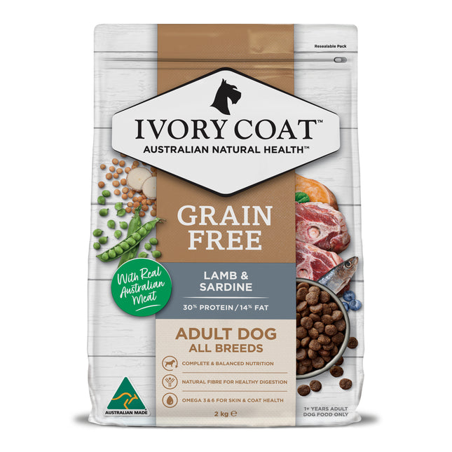 Ivory Coat - Grain Free Adult Dry Dog Food Lamb & Sardine (2kg)