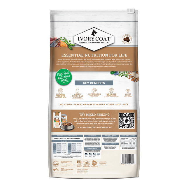 Ivory Coat - Grain Free Adult Dry Dog Food Lamb & Sardine (13kg)