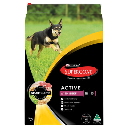 Supercoat - Active with Beef Dog Dry Food (18kg)