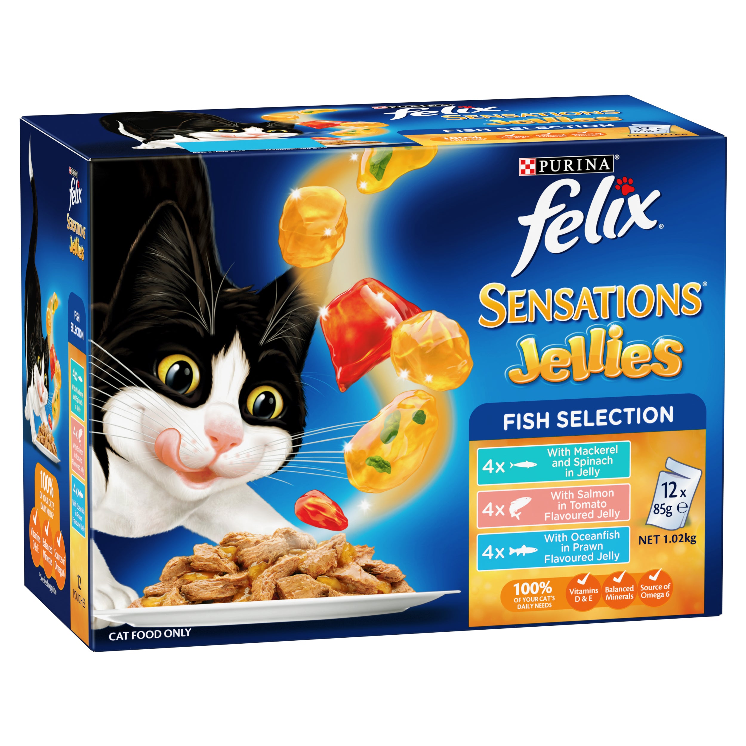 FELIX Adult Sensations® Jellies Fish Selection Wet Cat Food (85g