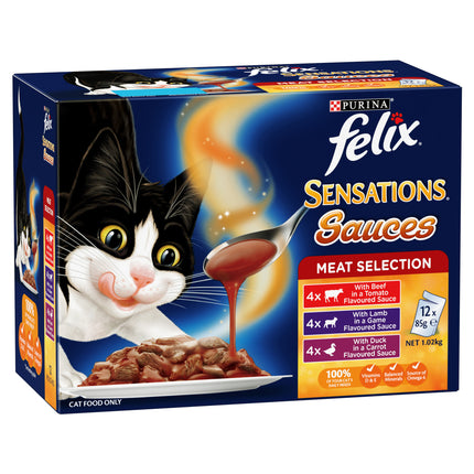 FELIX - Adult Sensations® Sauces Meat Selection Wet Cat Food (85g x 12pk)