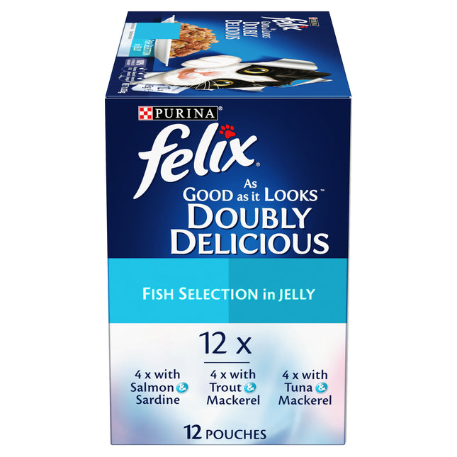 FELIX - Adult Doubly Delicious Fish Selection in Jelly Wet Cat Food (85g x 12pk)
