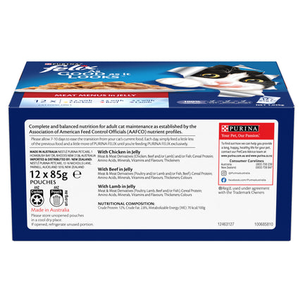 FELIX - Adult Meat Menus in Jelly Wet Cat Food (85g x 12pk)