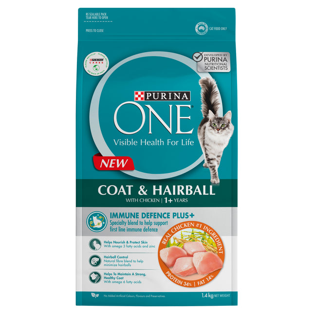 PURINA ONE - Adult Coat & Hairball Dry Cat Food (1.4kg)