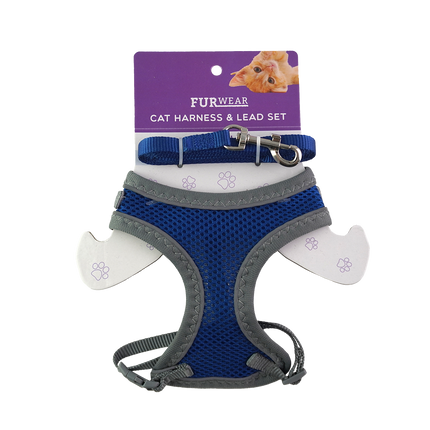 Furwear - Basic Cat Harness & Lead (Blue)
