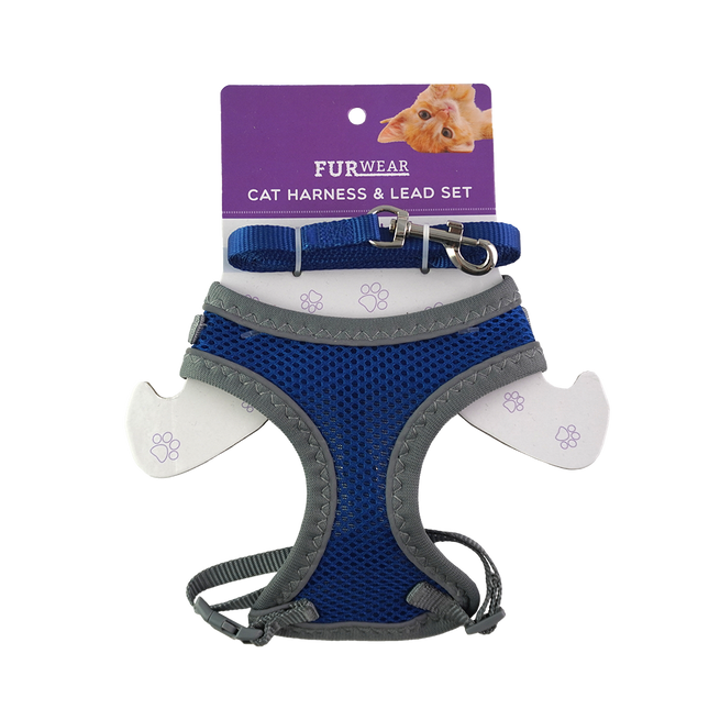 Furwear - Basic Cat Harness & Lead (Blue)