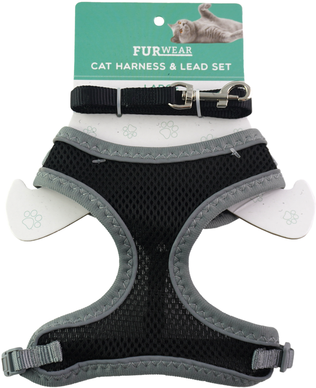 Furwear - Basic Cat Harness & Lead (Black)
