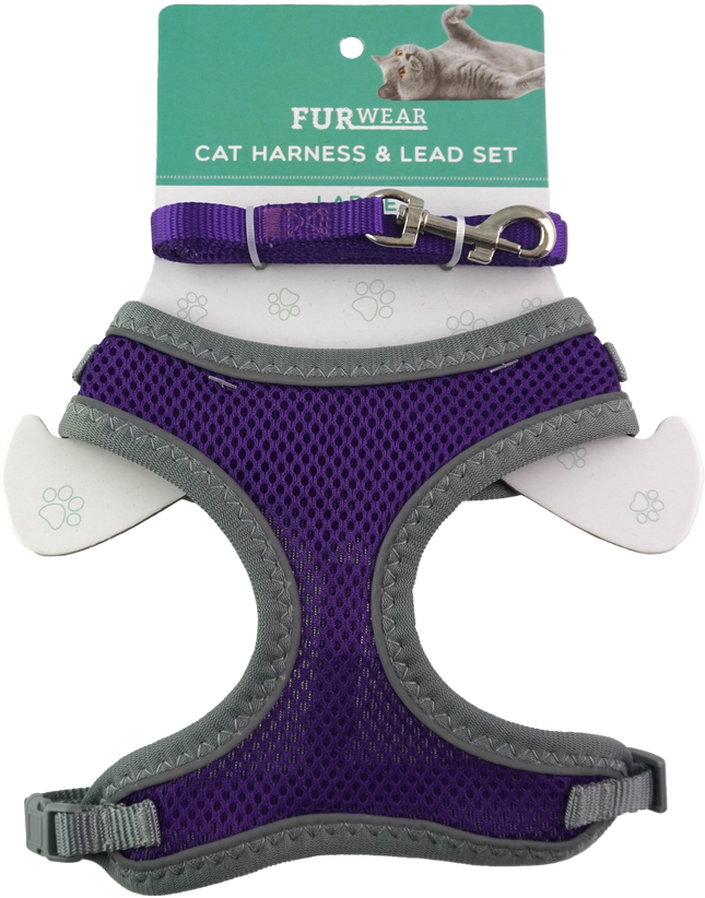 Furwear - Basic Cat Harness & Lead (Purple)