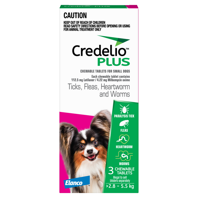 Credelio Plus - Chewable Tablets for Small Dogs (2.5-5.5kg) (3pk)