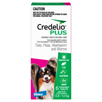 Credelio Plus - Chewable Tablets for Small Dogs (2.5-5.5kg) (6pk)