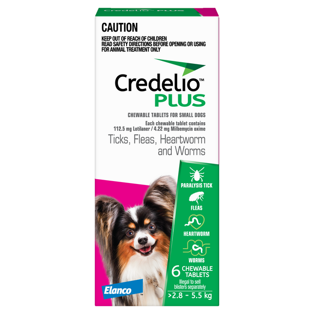 Credelio Plus - Chewable Tablets for Small Dogs (2.5-5.5kg) (6pk)