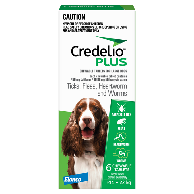 Credelio Plus - Chewable Tablets for Large Dogs (11-22kg) (6pk)