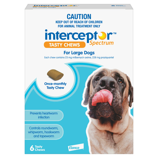 Interceptor Monthly Worming Chews (for 2245kg Dogs) (6pk) Pets Domain