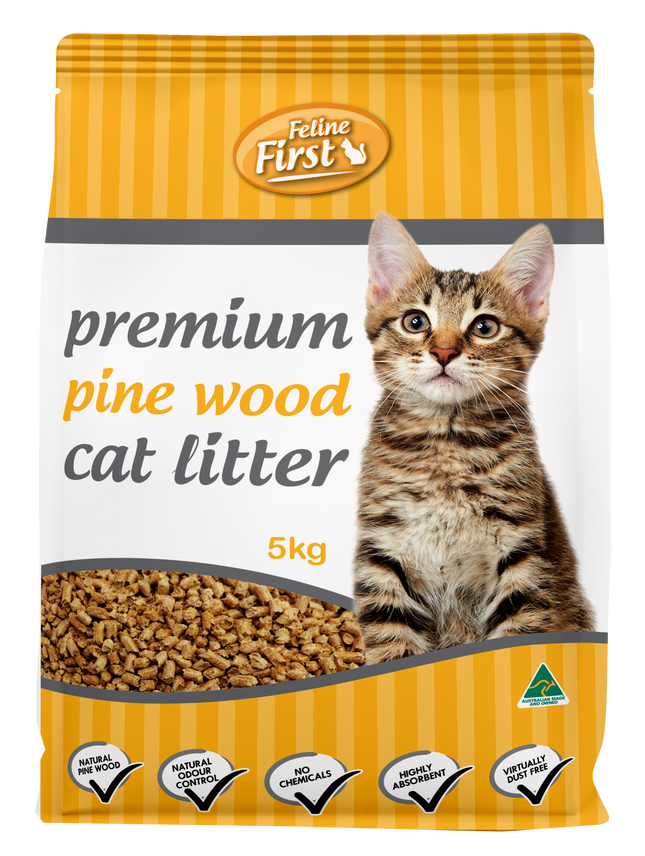 Feline First Premium Pine Wood Cat Litter 5kg