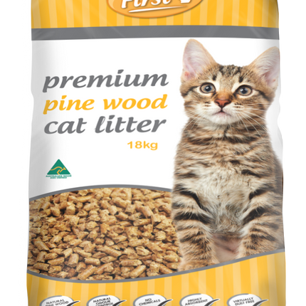 Feline First Premium Pine Wood Cat Litter 18kg