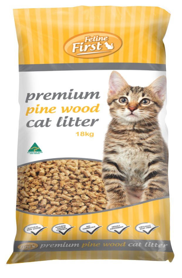 Feline First Premium Pine Wood Cat Litter 18kg