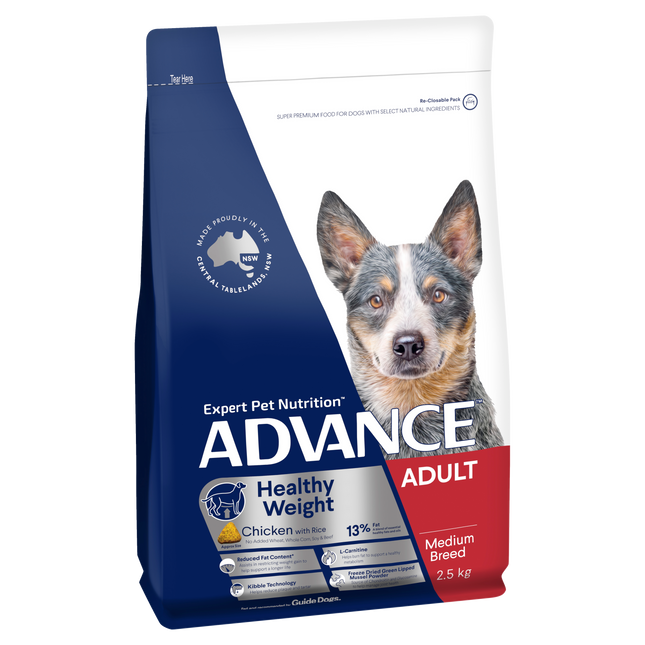 ADVANCE - Healthy Weight Adult Medium Breed Chicken with Rice Dog Dry Food (2.5kg)