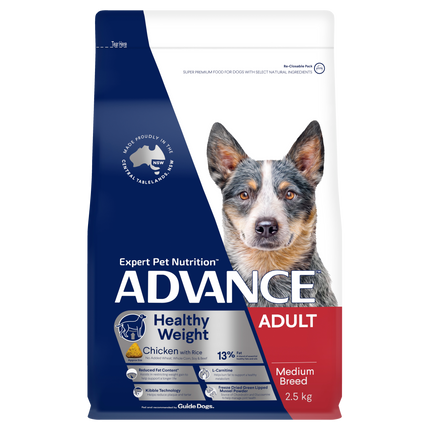 ADVANCE - Healthy Weight Adult Medium Breed Chicken with Rice Dog Dry Food (2.5kg)