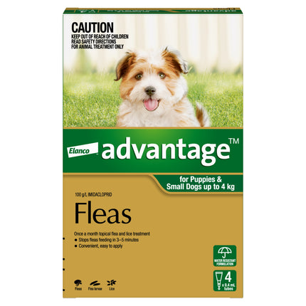Advantage - Flea Treatment for Puppies and Dogs up to 4kg (4pk)