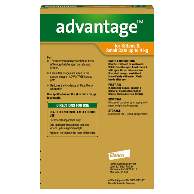 Advantage - Flea Treatment for Cats up to 4kg (4pk)