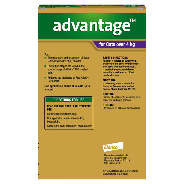 Advantage - Flea Treatment for Cats over 4kg (4pk)