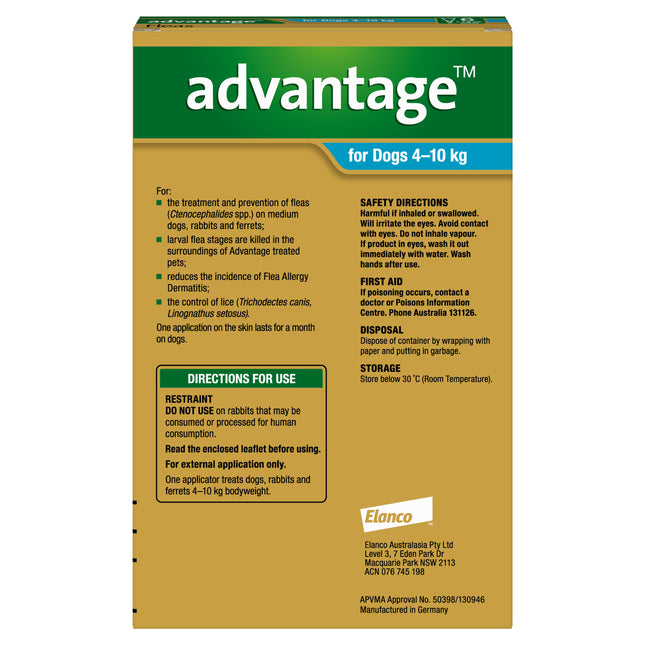 Advantage - Flea Treatment for Dogs 4-10kg (6pk)