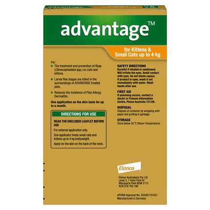 Advantage - Flea Treatment for Cats up to 4kg (6pk)