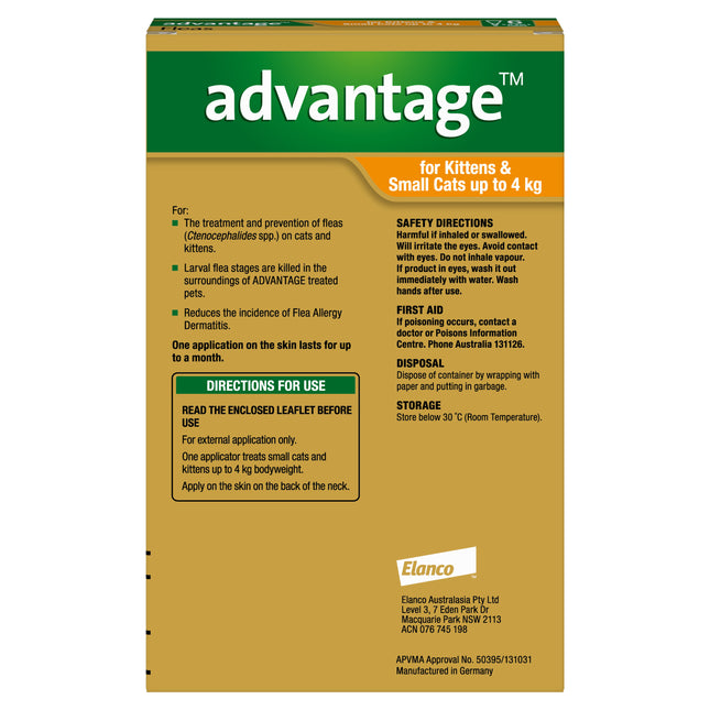 Advantage - Flea Treatment for Cats up to 4kg (6pk)