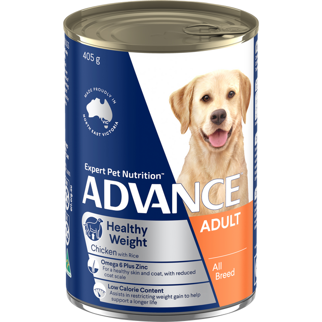 ADVANCE - Healthy Weight Adult All Breed Chicken with Rice Dog Wet Food (405g)