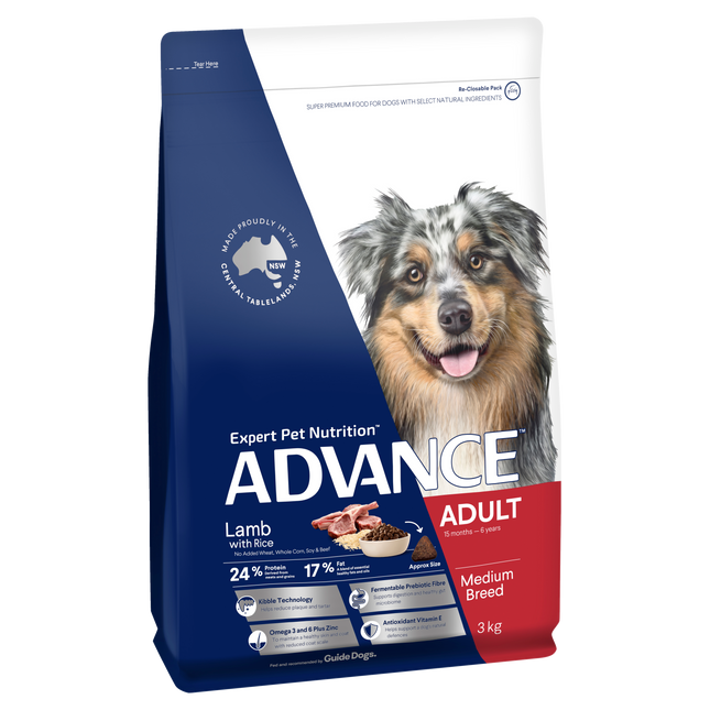 ADVANCE - Adult Medium Breed Lamb with Rice Dog Dry Food (3kg)