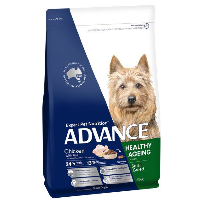 ADVANCE - Healthy Ageing Small Breed Chicken with Rice Dog Dry Food (3kg)