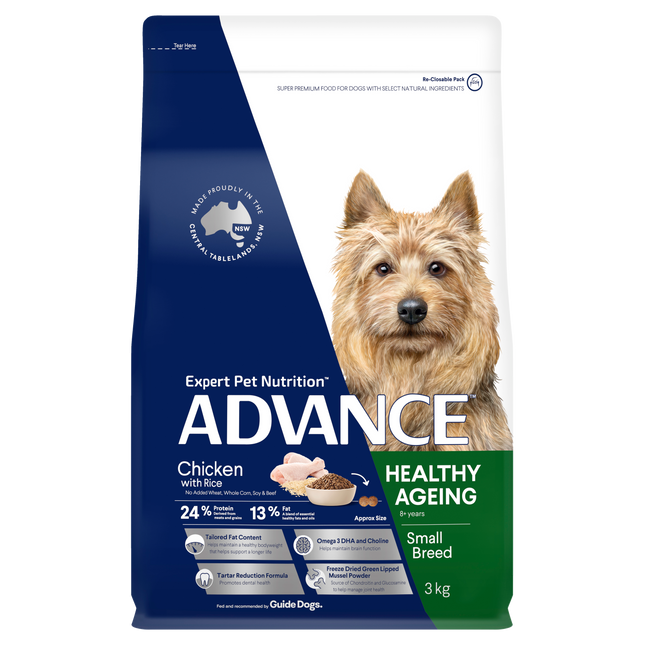 ADVANCE - Healthy Ageing Small Breed Chicken with Rice Dog Dry Food (3kg)