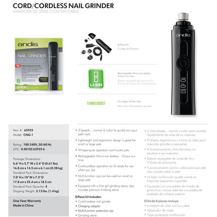 Andis - 2-Speed Cordless Nail Grinder
