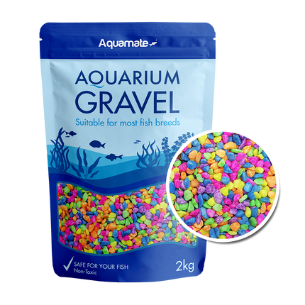 Aquamate - Coloured Gravel 2kg (Fluro Multi Colour)
