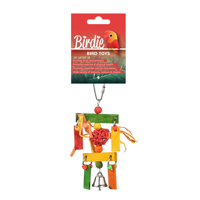Birdie - Rainbow Wicker Ball Dangler Bird Toy