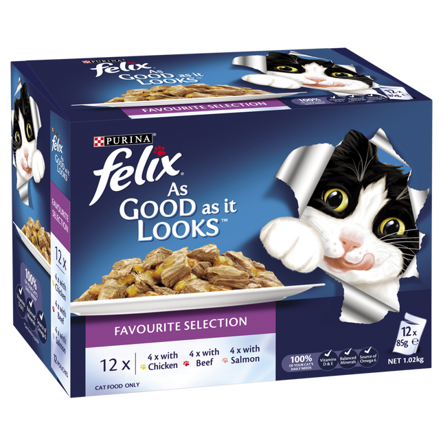 FELIX - Multi-Pack Favourite Selection in Jelly Wet Cat Food (85g x 12pk)