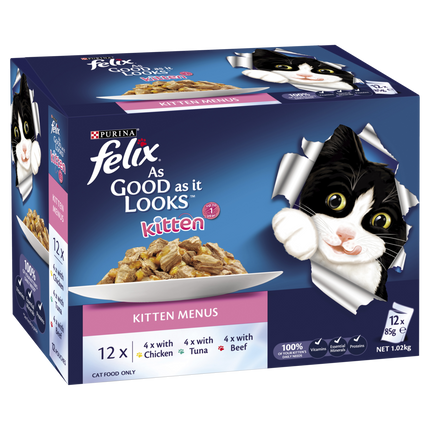 FELIX - Multi-Pack Kitten Menus in Jelly Wet Cat Food (85g x 12pk)