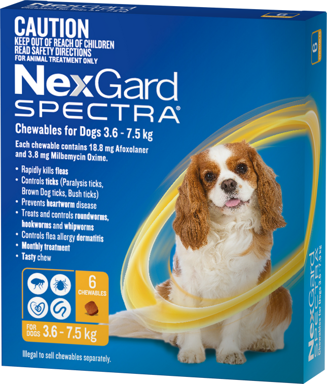NexGard Spectra - Chewables for Dogs (3.6-7.5kg) (6pk)