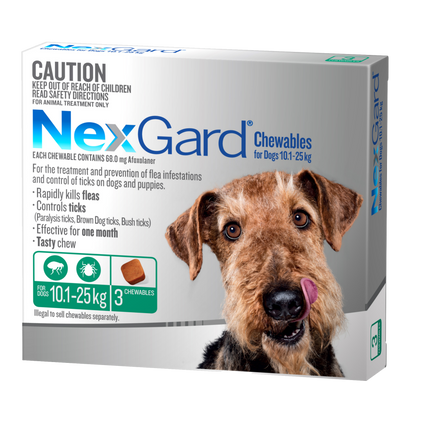 NexGard Chewables Dog - 10.1-25kg (3pk)