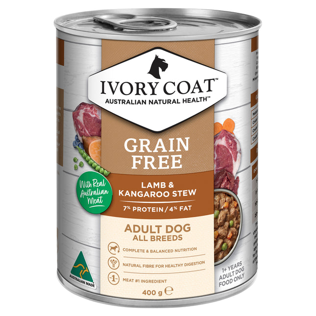 Ivory Coat - Grain Free Adult Wet Dog Food Lamb & Kangaroo Stew (400g)