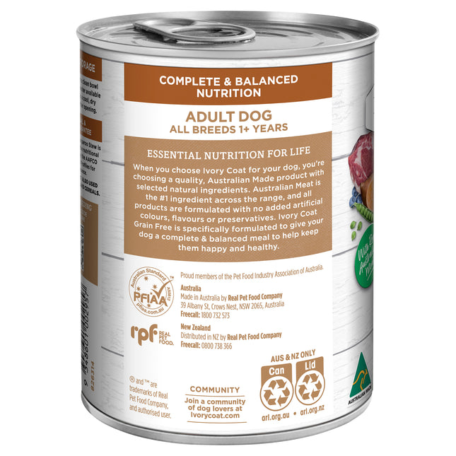 Ivory Coat - Grain Free Adult Wet Dog Food Lamb & Kangaroo Stew (400g)