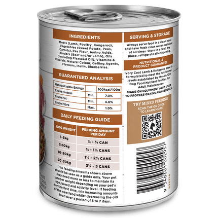Ivory Coat - Grain Free Adult Wet Dog Food Lamb & Kangaroo Stew (400g)