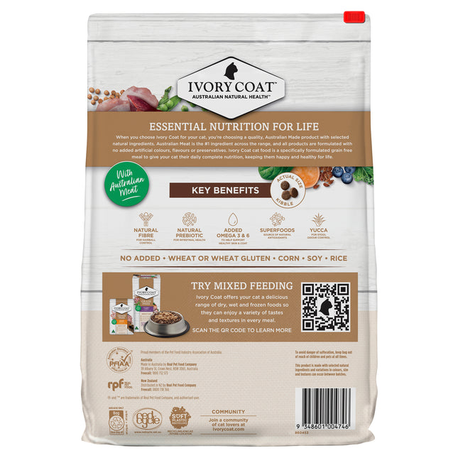 Ivory Coat - Grain Free Indoor Adult Dry Cat Food Chicken & Kangaroo (4kg)