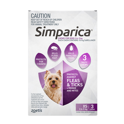 Simparica - Chews for Extra Small Dogs 2.6-5kg (3pk)