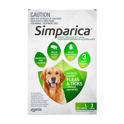 Simparica - Chews for Large Dogs 20.1-40kg (3pk)