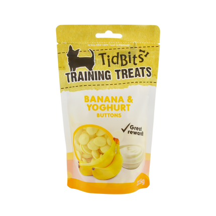 TidBits - Training Treats Banana & Yoghurt Buttons (250g)